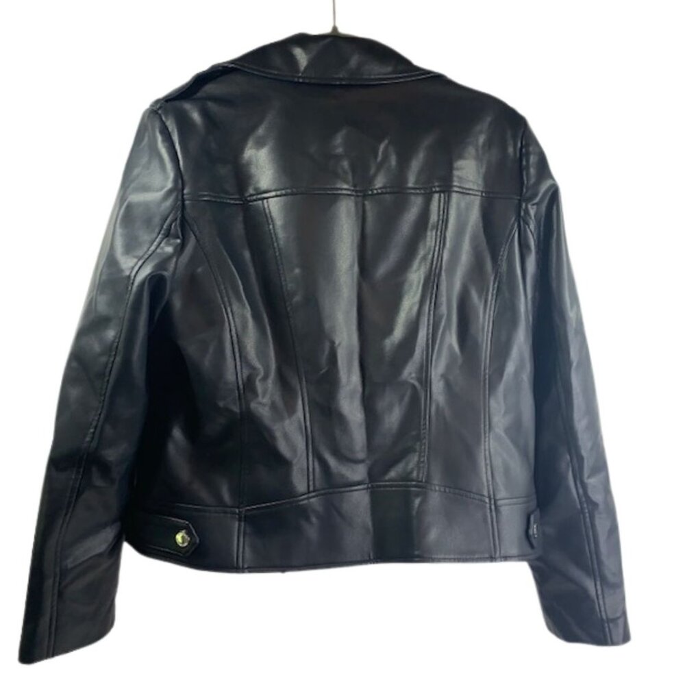 Michael Kors Women's Vegan Leather Moto Jacket Black Size Large NWT - Picture 10 of 14